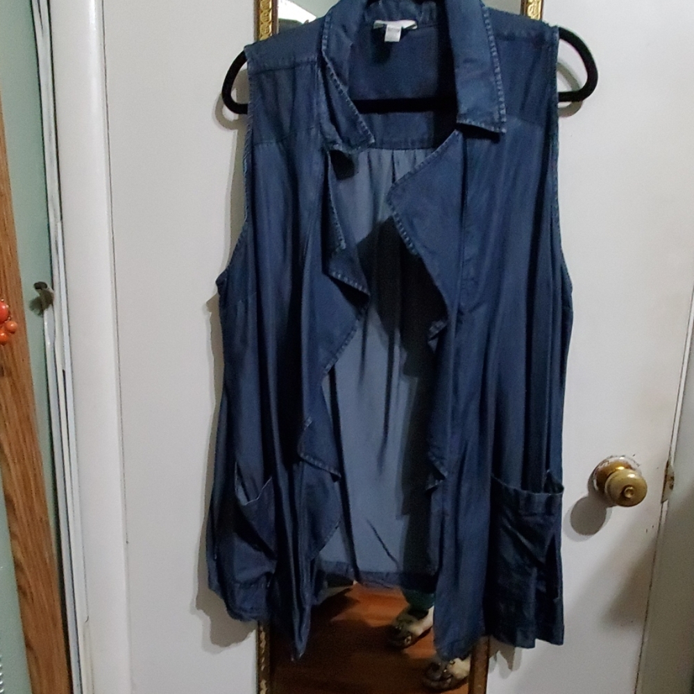 Denim Open Flowy Vest